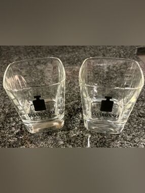Disaronno Amaretto Square Cocktail Glasses With Black Logo - Set Of 2